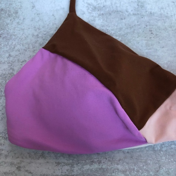 L*Space Colorblock Bikini Top Large Brown Pink - Picture 4 of 8